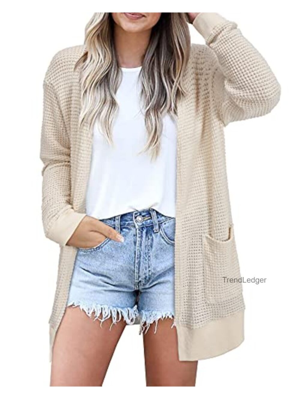 Lightweight Open Front Cardigan Sweater with Pockets